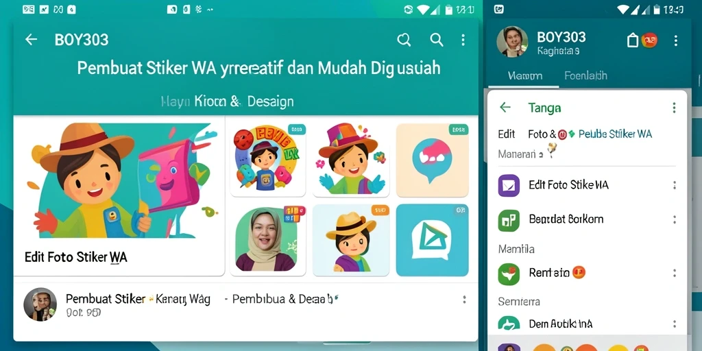 Antarmuka BOY303 untuk Pembuat Stiker WA yang intuitif dan menarik.