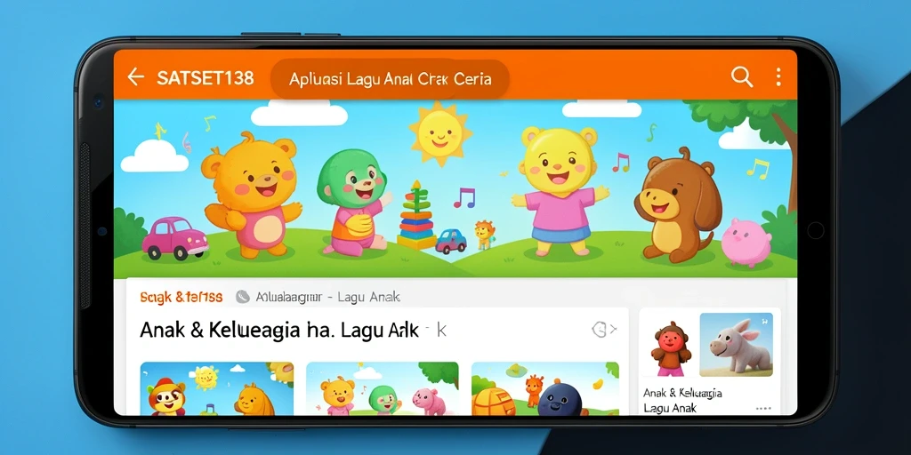 Antarmuka aplikasi SATSET138 dengan koleksi lagu anak yang ceria.