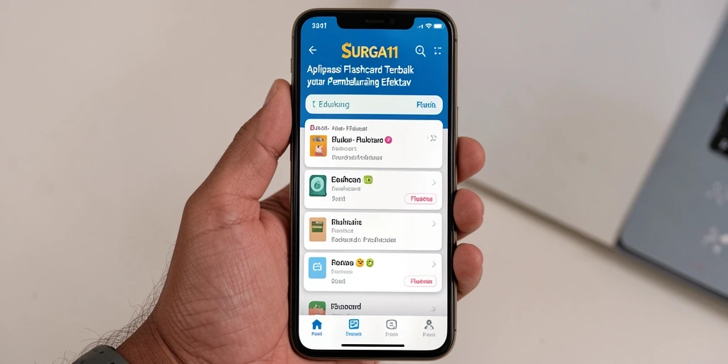 Screenshot utama SURGA11 menampilkan antarmuka sederhana dan ramah pengguna untuk belajar flashcard.